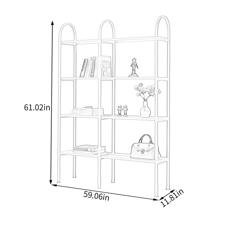 Cream Style Yellow Metal Display Shelf, (4 Shelves) 61.02"H x 59.06"W x 11.81"D