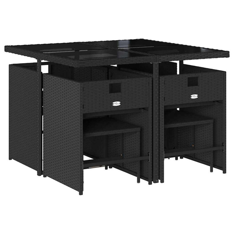 Patio Dining Set Table,, Black, Black