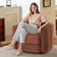 Fauteuil d'appoint pivotant de 37 po de largeur, fauteuil demi-tonneau pivotant, brun-1870488454
