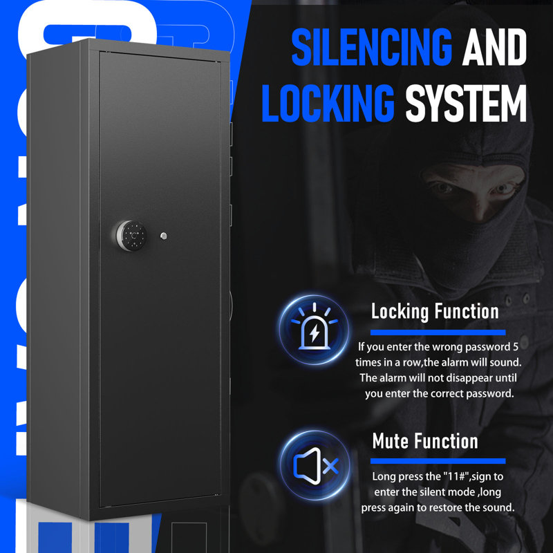 Kaer 10-12 Gun Safe,rifle Safe,gun Safes & Cabinets,gun Safes For Home Rifle And Pistols,gun Cabinet For Rifles And Shotguns With Pistol Pockets/adjustable Partition Large Gun Safe (unassembled)