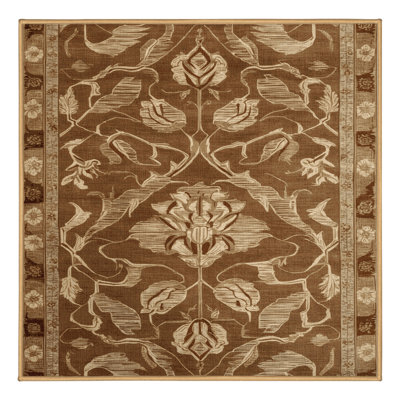 Tapis art déco brun lavable à la machine