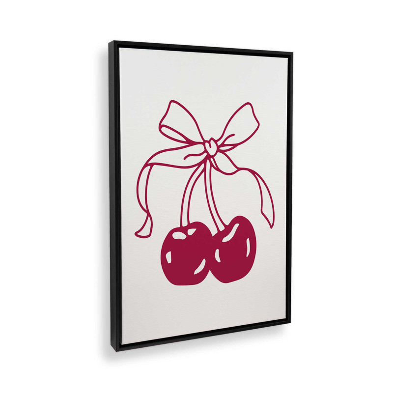 «Cherry Bow Ribbon» par Kira, reproduction d'art, H 16 po x l 12 po, Cadre flottant, Noir