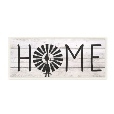 «Farmhouse Planked Look Home Sign with Windmill» par Kimberly Allen - impression d'art textuel