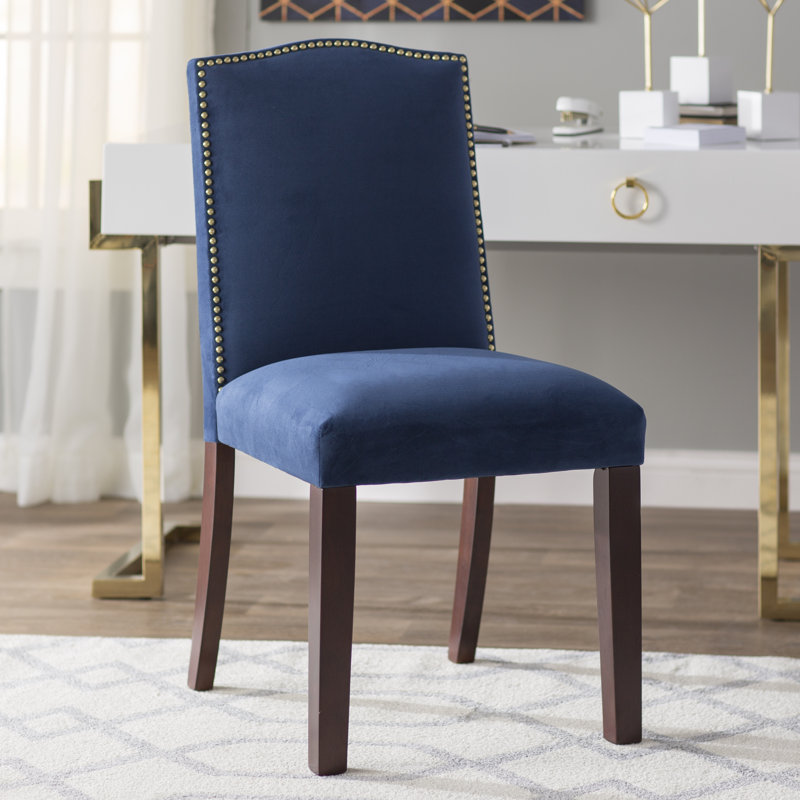 Nadia 20'' H Upholstered Dining Chair, Classic Ink Performance Velvet, Espresso