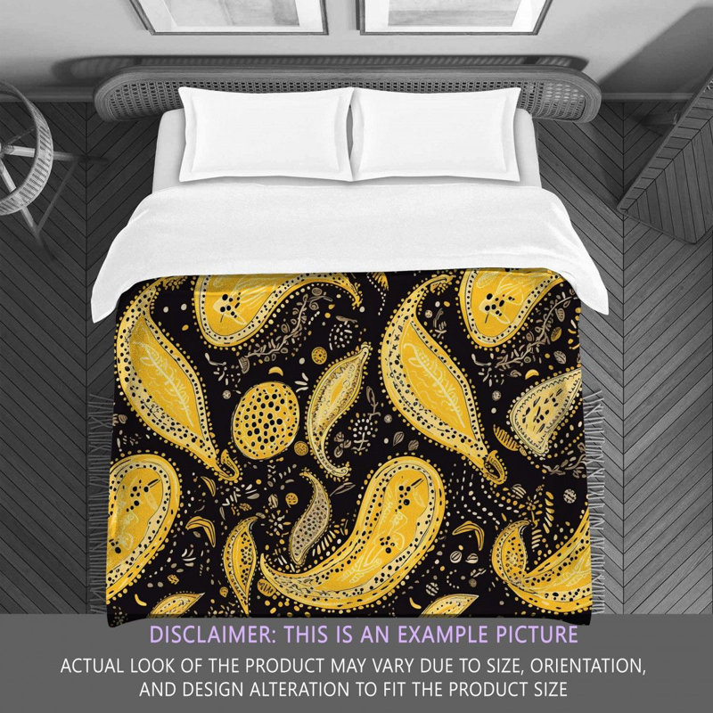 Botanical Black/Yellow Microfiber Comforter, Twin Comforter