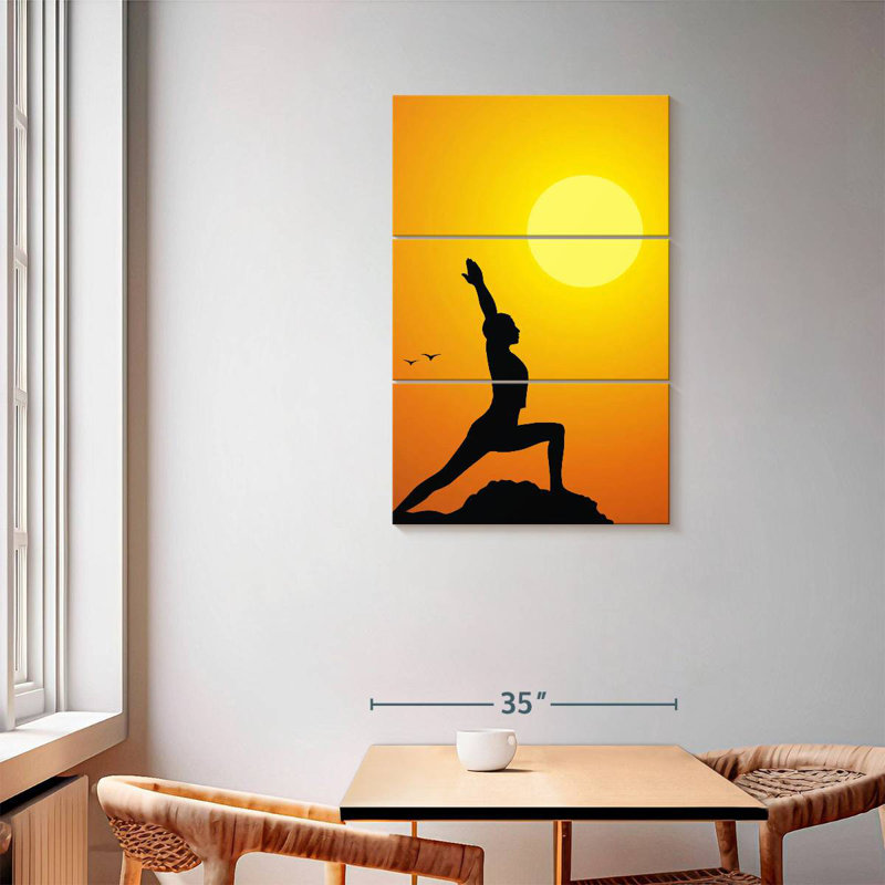 Senne, coucher de soleil, yoga, H 57 po x l 36 po