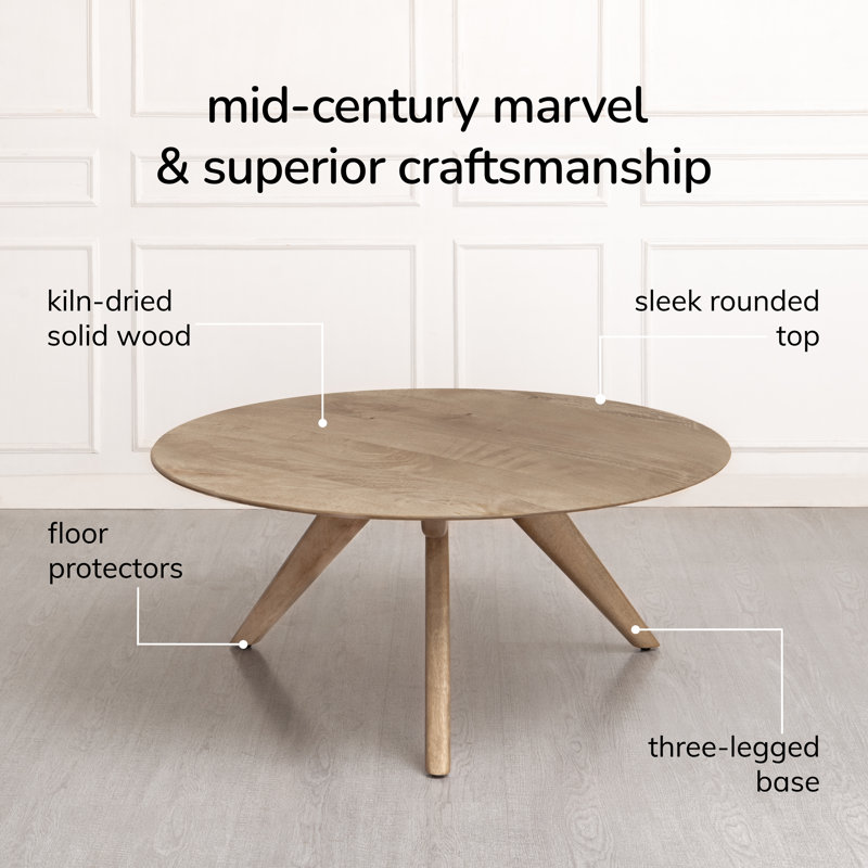 Table basse ronde en bois massif de 38 po Dory, Sable chaud