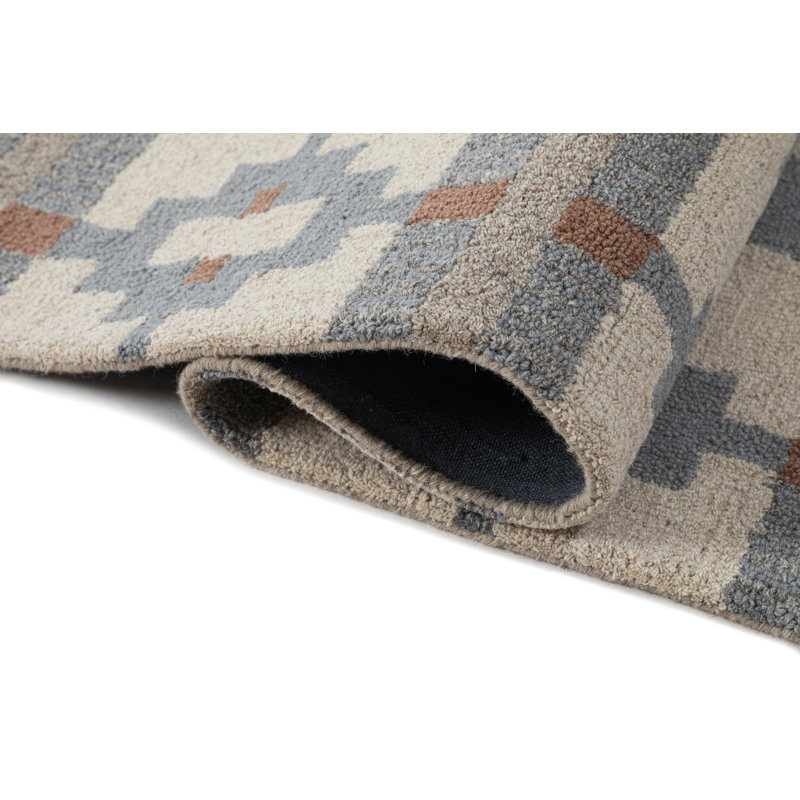Gray and Brown Hand-Tufted Wool Runner Rug