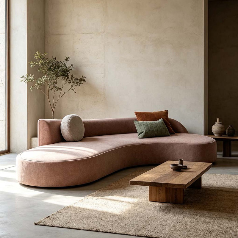 Curved Sectional Chaise Lounge Sofa
