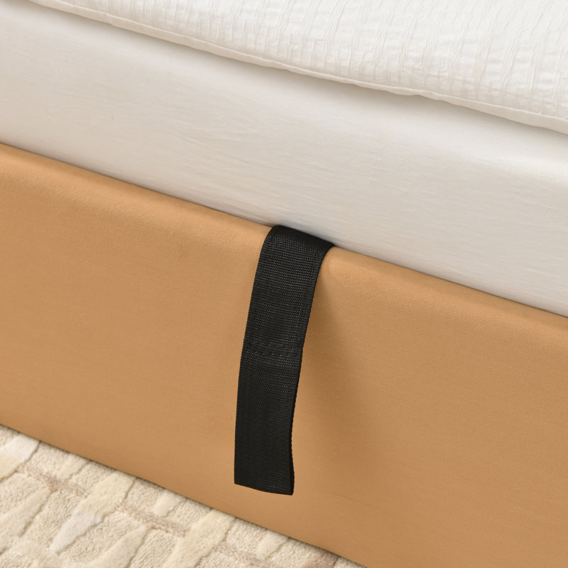 Lit plateforme tapissier avec rangement Linvel, Double, Velours kaki