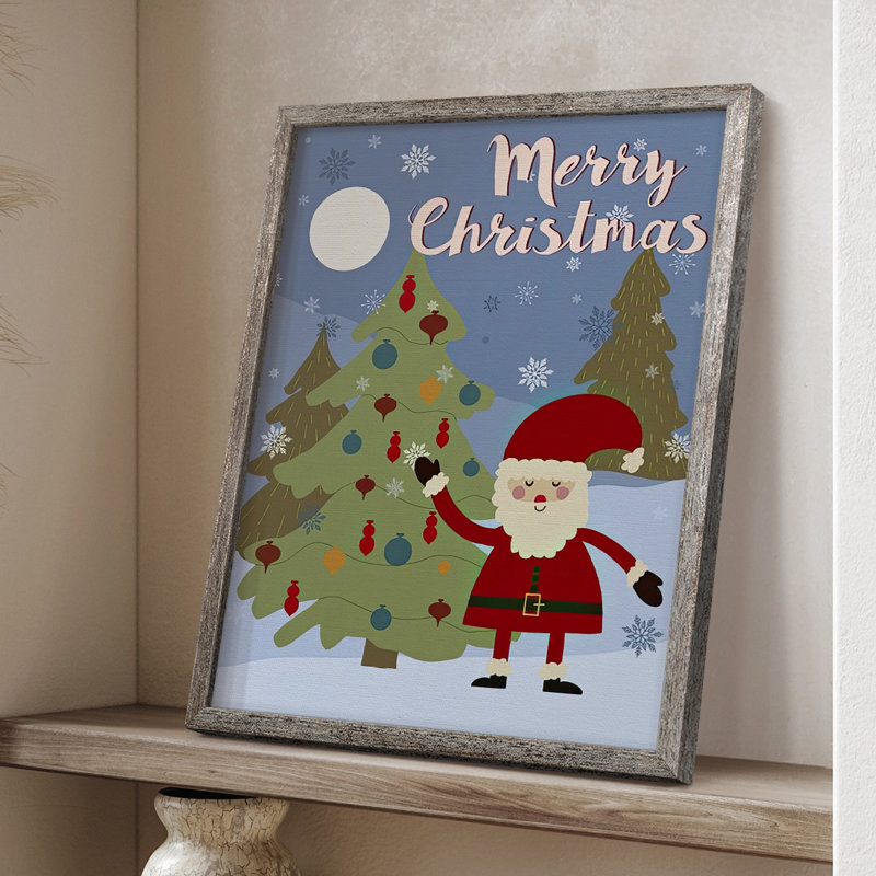«Winer Santa I», reproduction encadrée - bois massif, H 11 po x l 9 po