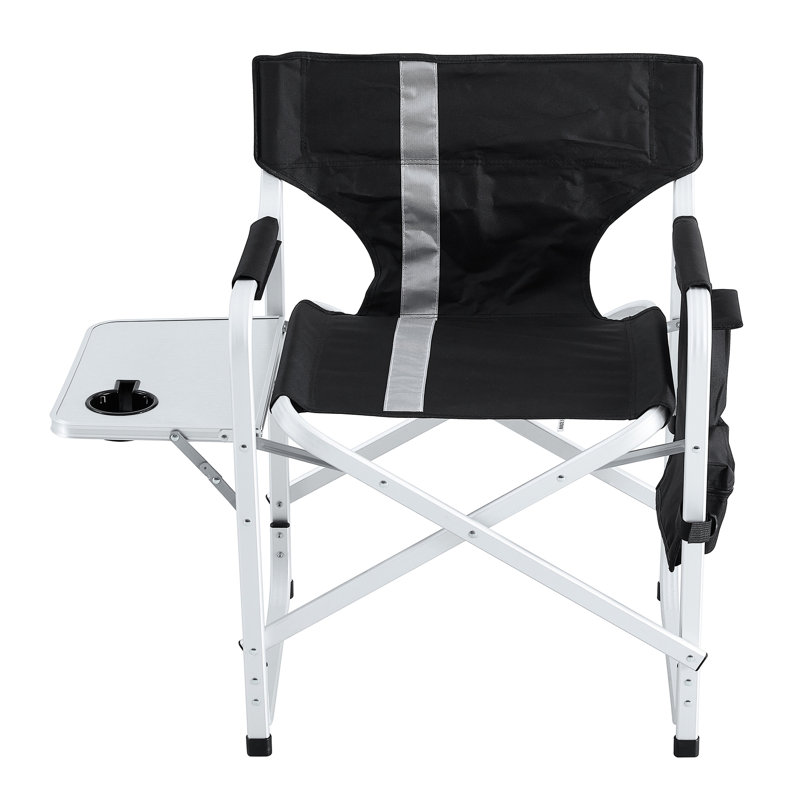 Chaise de pique-nique surdimensionnée avec poches de rangement et table d'appoint, capacité de poids de 400 lb, noir / gris, idéale pour les rassemblements en plein air