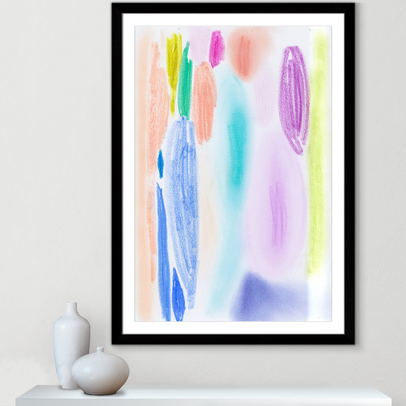 «Vivid Space II» par Bea Dina, Papier avec cadre simple noir, Blanc, H 49 po x l 35 po x P 1,25 po