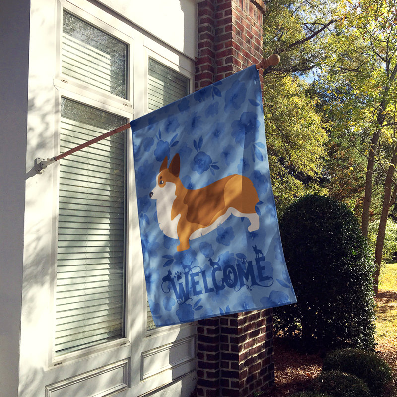 Double Sided 40'' H x 28'' W Polyester Animal House Flag, Corgi