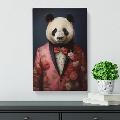 Panda In A Suit Painting No.3 - Wrapped Canvas