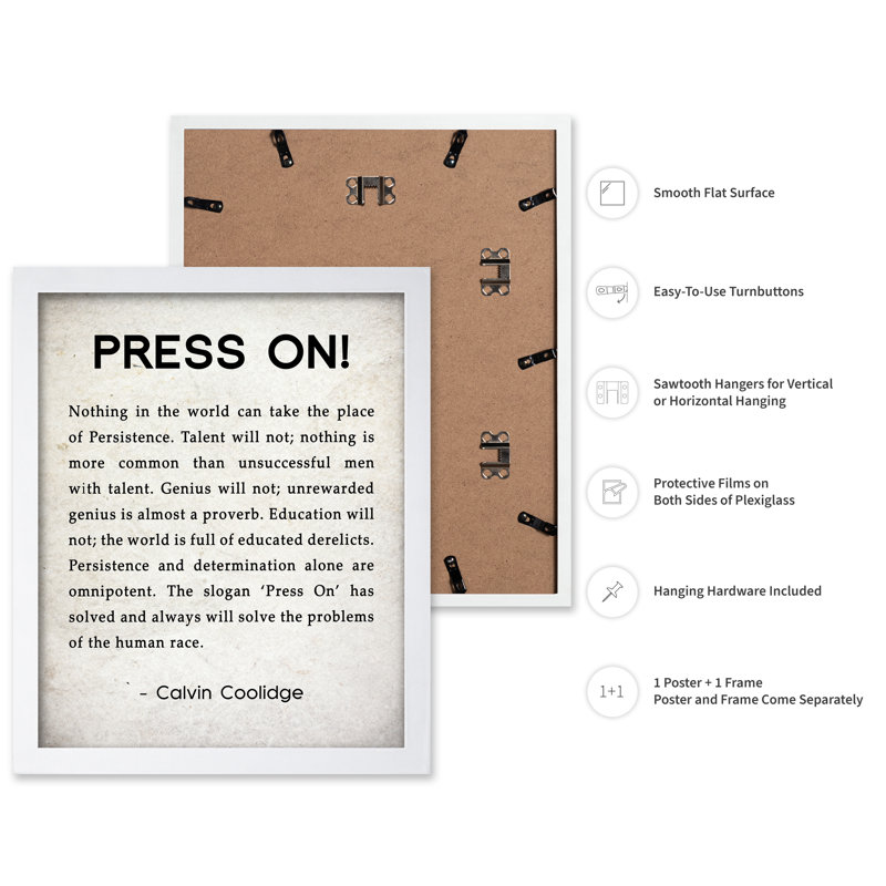 Calvin Coolidge Press on, H 12 po x l 16 po, Affiche, Encadrement blanc