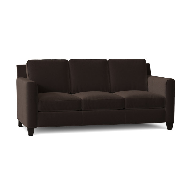 Yorba Leather Sofa, Corinthian Cherry Genuine Leather, Cobblestone