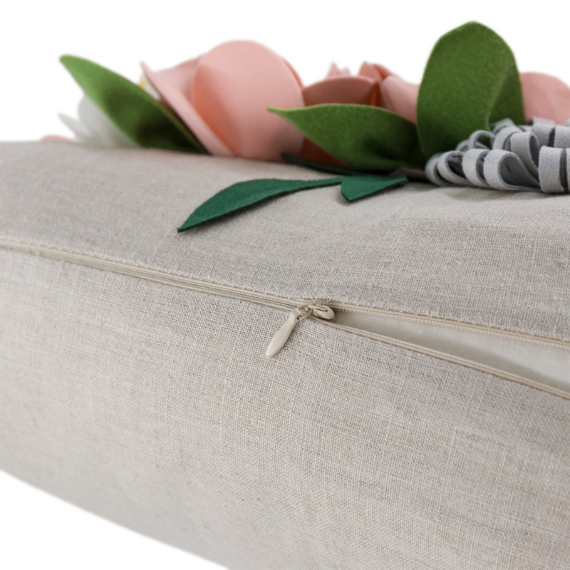 Housse décorative pour coussin décoratif 3D  12 x 20 po, Motif floral rose
