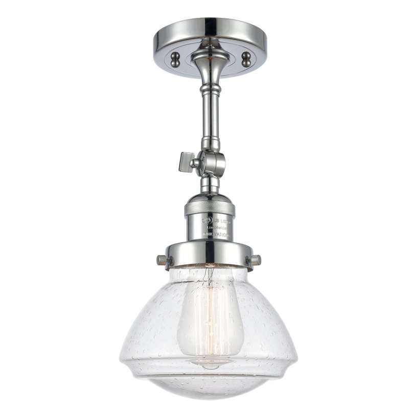 Chesterville Glass Semi Flush Mount, No Bulb Included, Seedy, Polished Chrome