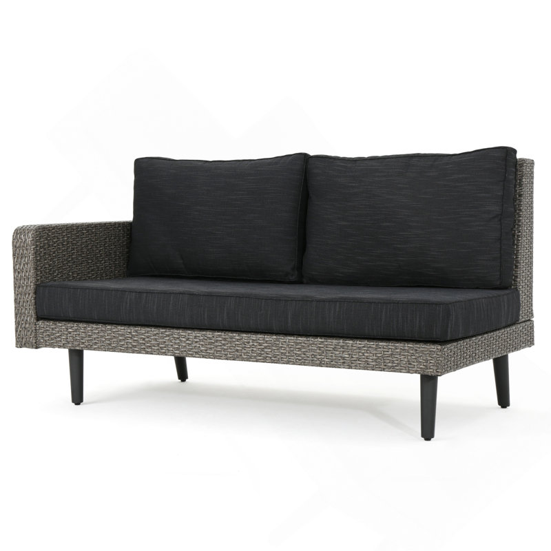  Outdoor Sofa Set, Right Armrest, Weather-Resistant Wicker Patio Seating, Gray, null