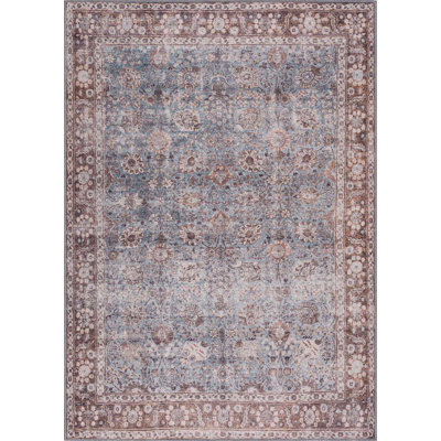  Dau Traditional Brown/Dark Red/Beige/Blue Area Rug