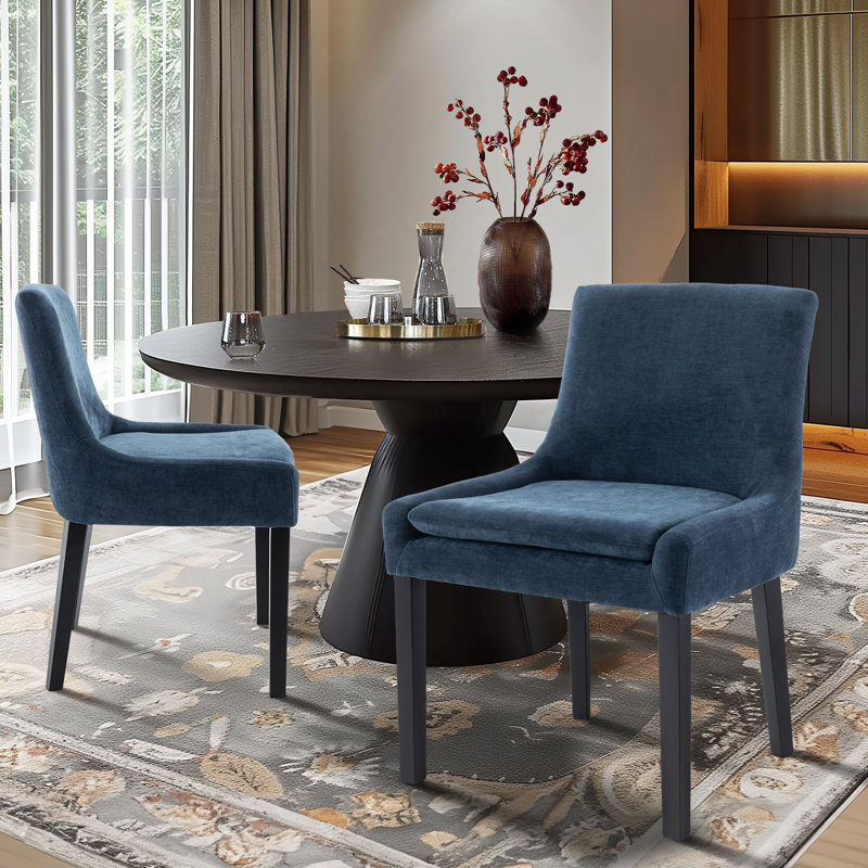 Demarrion Modern Extra-Wide Corduroy Upholstered Dining Side Chair – Solid Wood Frame, Ergonomic Full-Back Comfort