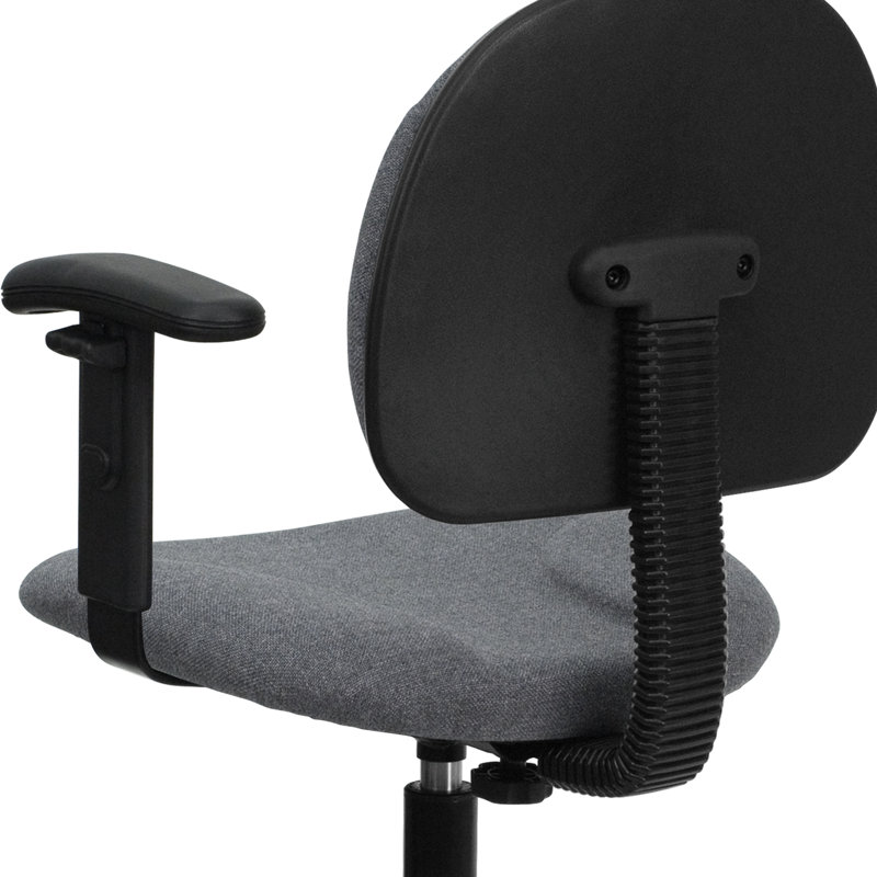 Fabric Drafting Chair with Adjustable Cylinders, Grey, Adjustable Arms