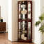 Vitrine à 6 tablettes avec lumières, miroir, réglable, matériau éclairé, tablettes réglables, présentoir-1645395503