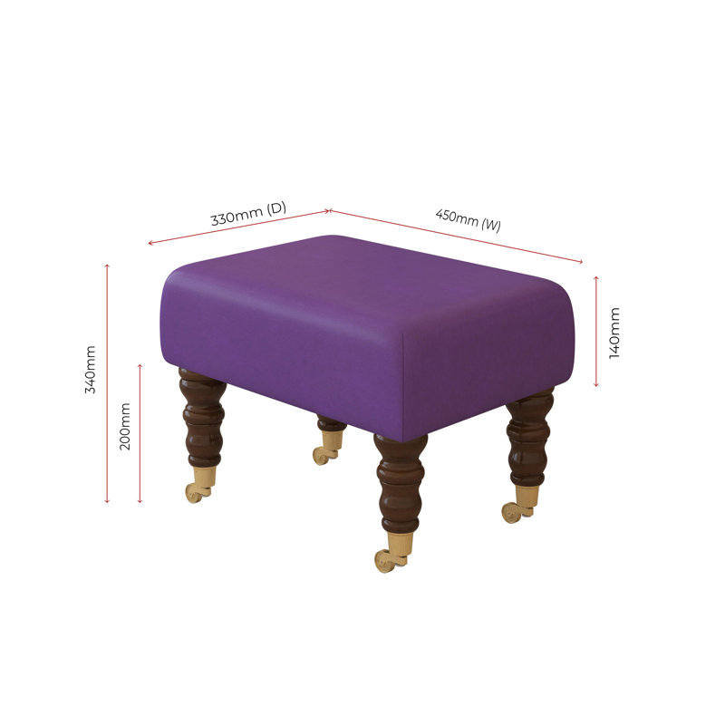 Acierno Natural Wood Caster Leg - Faux Leather, Blackcurrant Purple, Brown