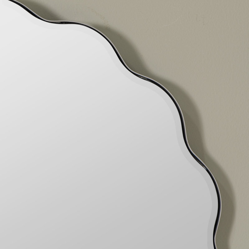 Cleo Scalloped Metal Mirror, Silver
