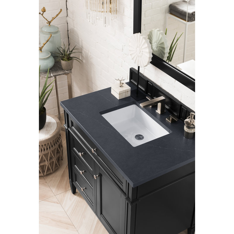 Brittany 36'' W Single Vanity, Black Onyx, Charcoal Soapstone, 8" Widespread