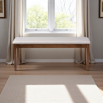 Exalt Grey Fabric Upholstered Dining Bench & Walnut Brown Dining Bench, 18.61" H X 47.68" W X 15.9"D