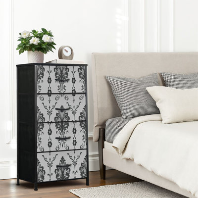 4 Drawer Dresser for Bedroom, Narrow Chest of Drawers, Wooden Top and Study Iron Frame 18"x37.5"-(WxH)