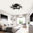 25.8''  Industrial Ceiling Fan With Remote Control ,5 Abs Blades Small Size Ceiling Fan For Living Room, Dining Room, Bedroom, Family Room, Matte Black ,6 Pcs*E26 (Does Not Include Light Bulbs)