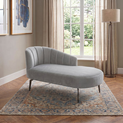 Odey Velvet Upholstered Chaise Lounge Chair With Black Legs