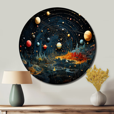 Colorful Planetary Palette II - Astronomy & Space Round Metal Art
