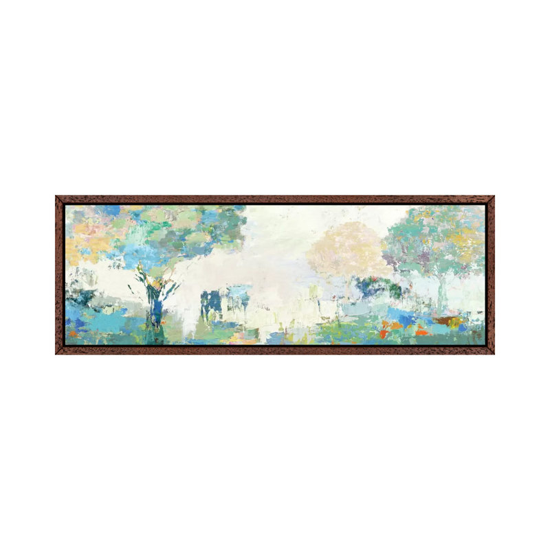 Textural Landscape 1 Piece Panoramic Painting on Canvas, 152.4 cm H x 50.8 cm W, Classic Brown Wood Framed Canvas