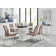Corova Modern High Gloss Chrome Dining Table Set with 6 Soft Touch Faux Leather Dining Chairs