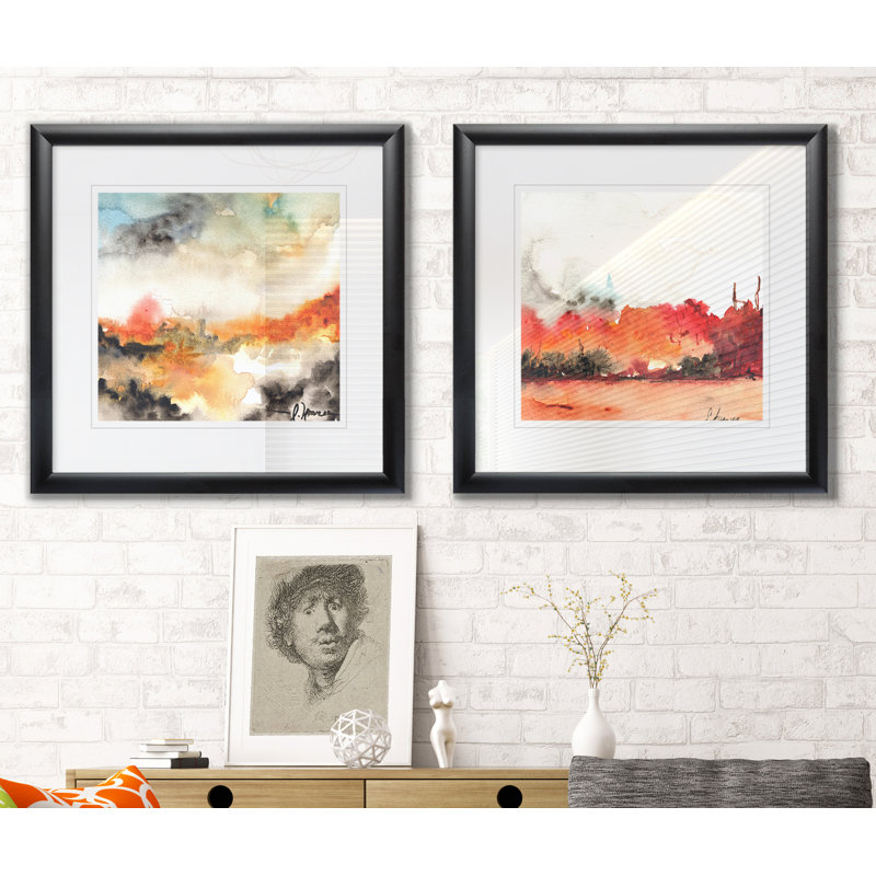« acuarela i », ensemble de 2 reproductions encadrées, Cadre noir