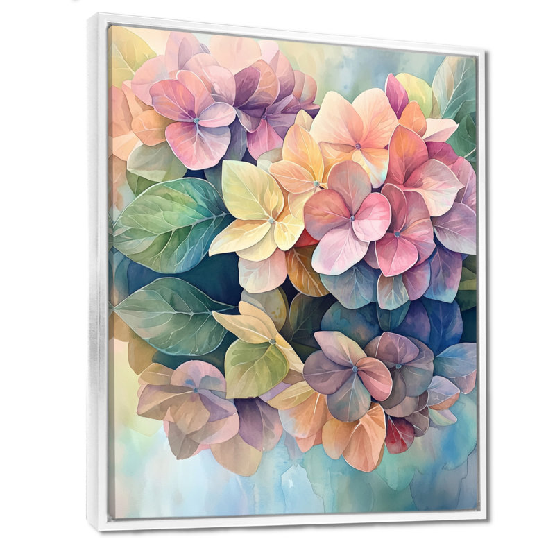 «Abstract Hydrangea Summer Reflection I - Hydrangea», art mural encadré, Reproduction avec cadre flottant, H 20 po x l 12 po