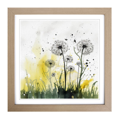 Dandelion Splatter Art No.1 - Framed Print