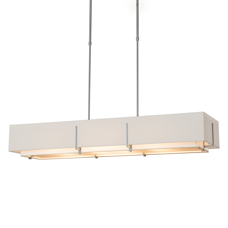 Exos 4 - Light Unique/Statement Linear Pendant, Flax Shade, Vintage Platinum