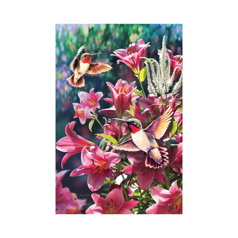 Hummingbird & Lilies by Greg & Company - Wrapped Canvas Painting, 20.32 cm H x 30.48 cm W