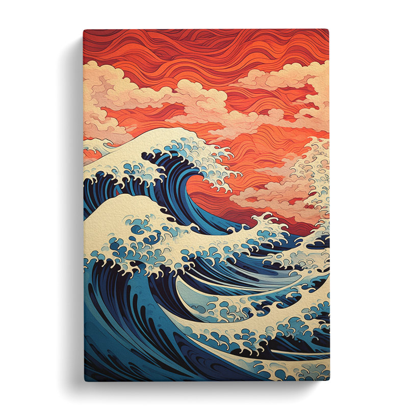 Wave Japanese Geometric No.4 - Print, 76cm H x 50cm W x 3cm D