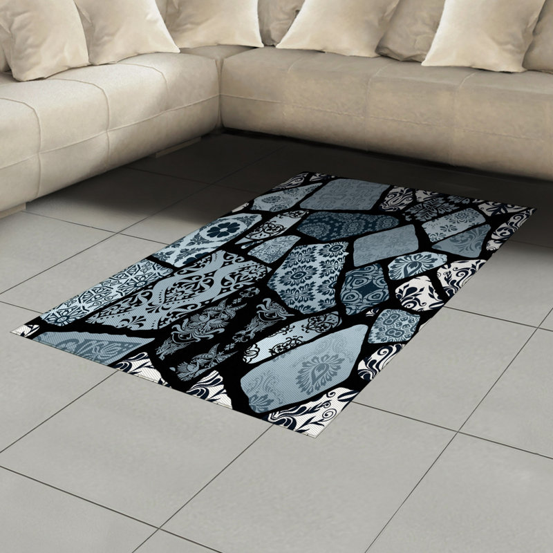 Tapis décoratif floral à haute densité en fibres de polyester, Rectangle— 4 pi x 5 pi 8 po