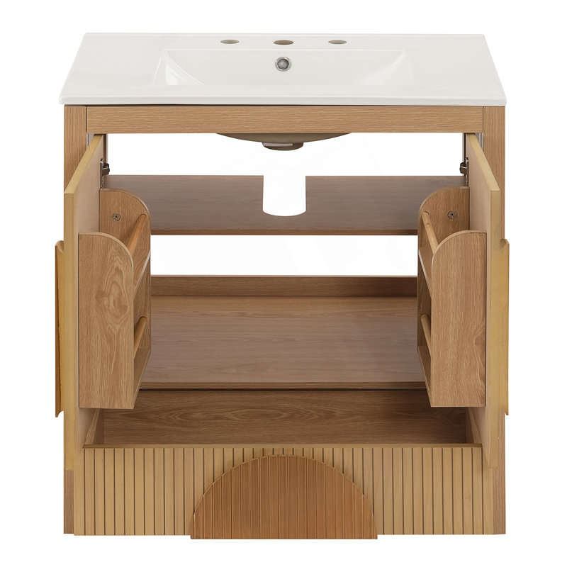 Meuble-lavabo de salle de bain cannelé 30 po avec lavabo intégré