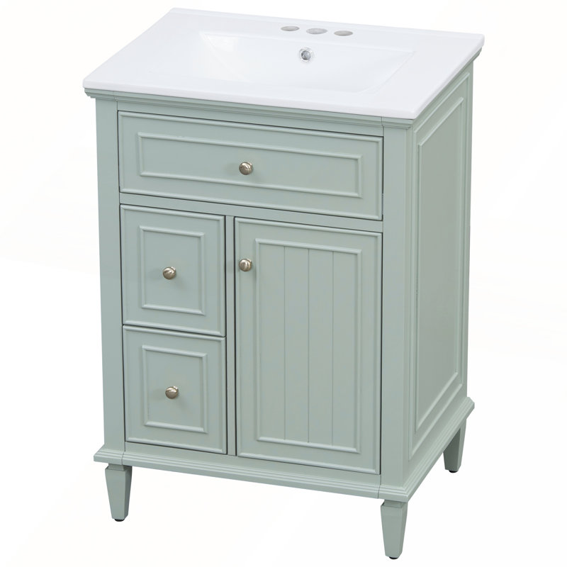 Meuble-lavabo 24 po avec lavabo, Vert clair