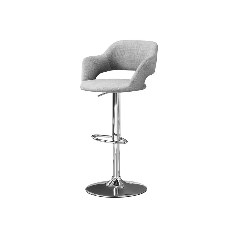 Tabouret de bar gris avec fonction réglable et support métallique stable dans la base