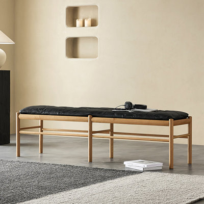 Banc rembourré en cuir de vache