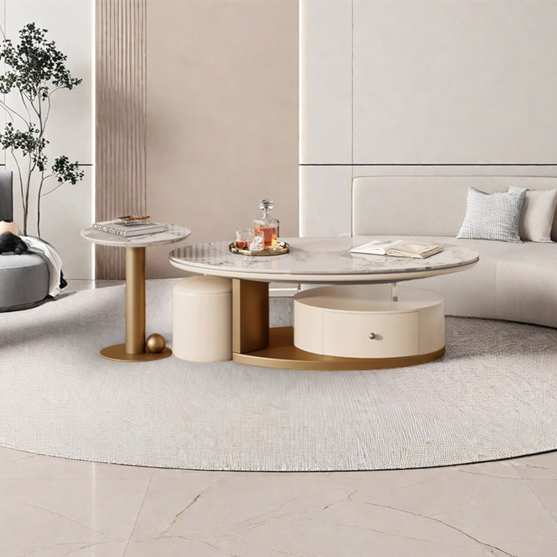 Table basse moderne moderne, Doré, H 16,5 po x L 51,2 po x l 27,6 po